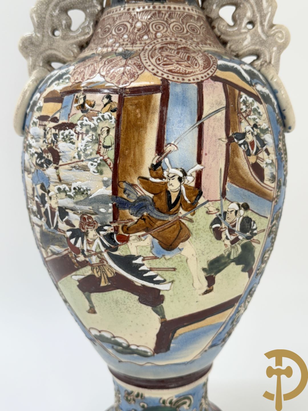 Paar Satsumat vazen met krijgertaferelen