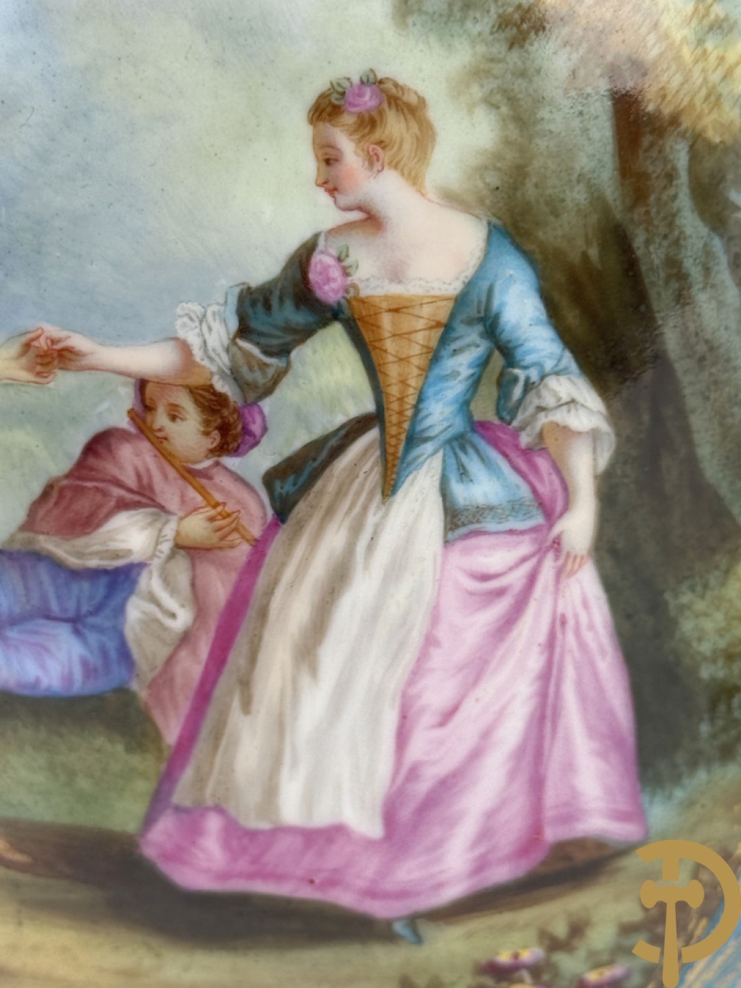 Driedelige bronzen Franse garnituur bezet met cupido