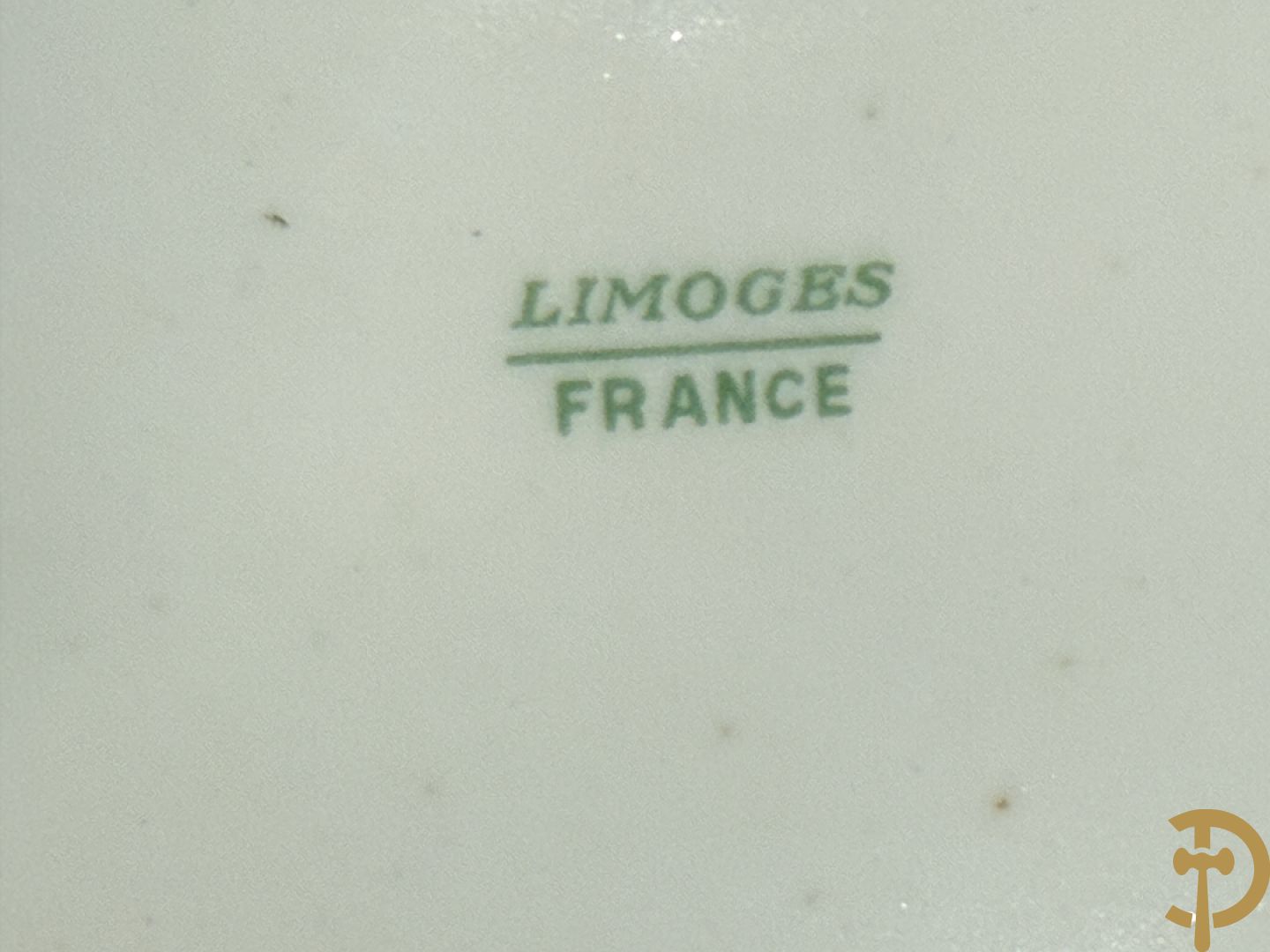 Uitgebreid zeer decoratief porseleinen eet- en koffieservies met bloemendecor, Limoges France