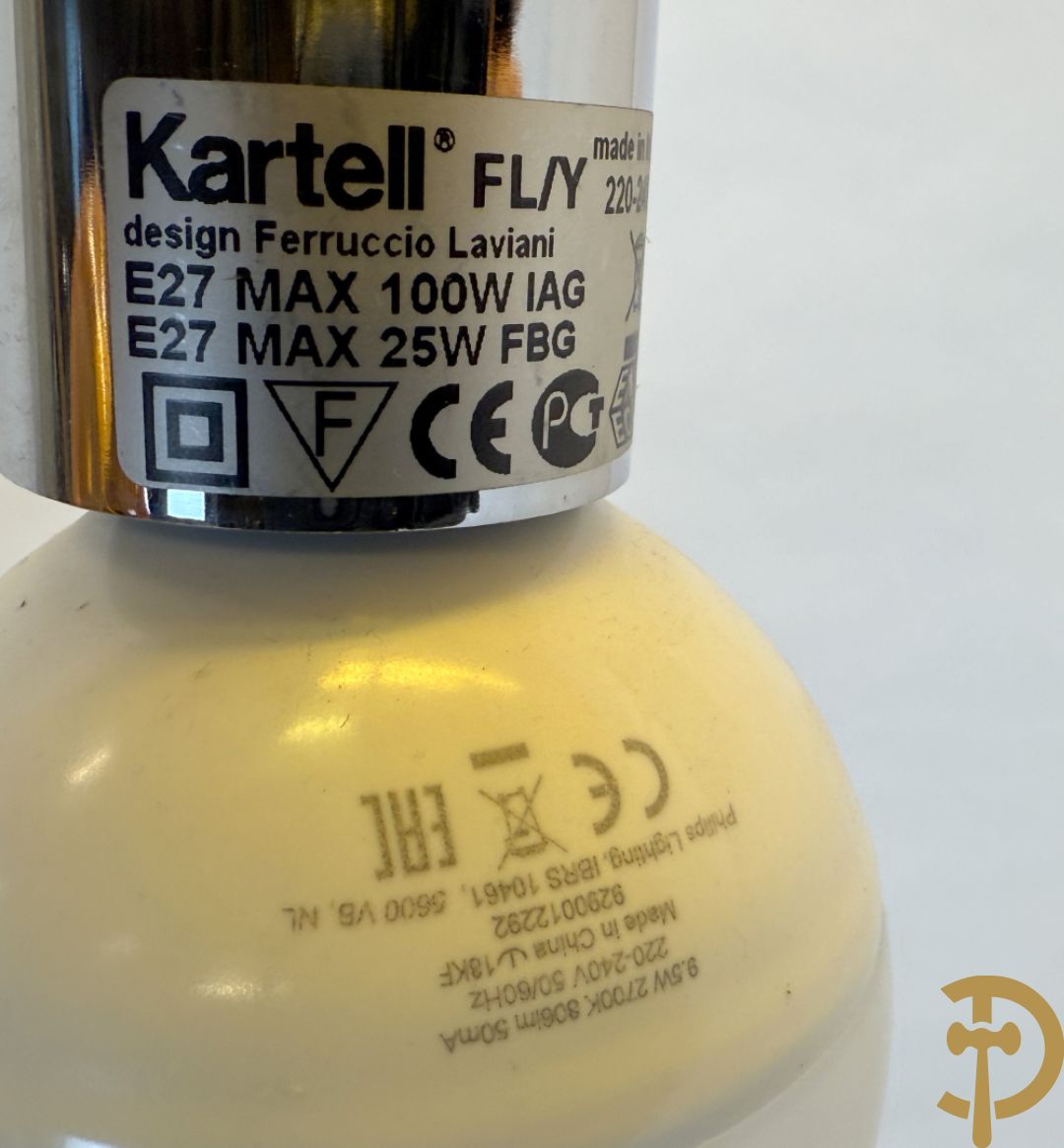 Paar vintage oranje plexi plafondlampen, Kartell, design Ferruccio-Laviani