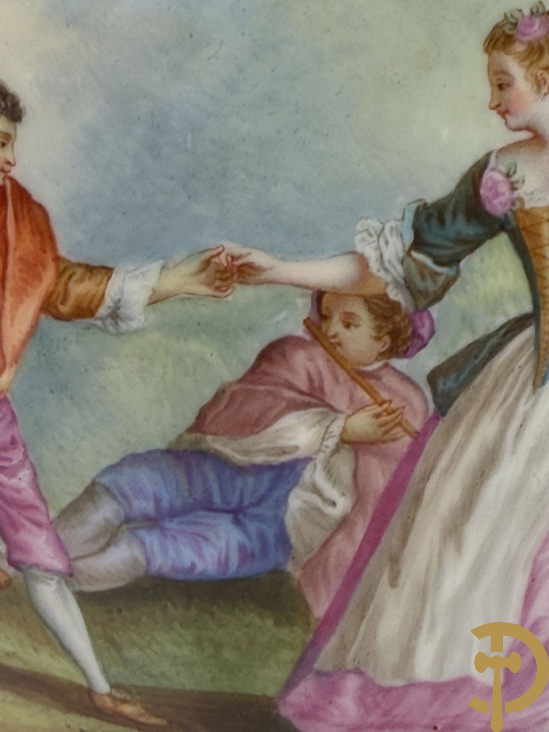 Driedelige bronzen Franse garnituur bezet met cupido