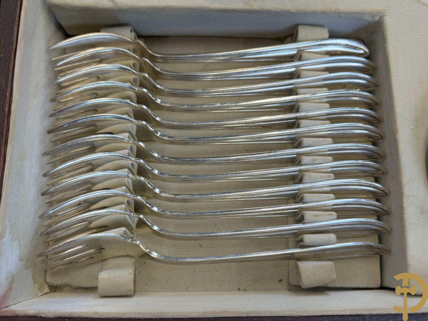 Art deco verzilverd bestek in koffer