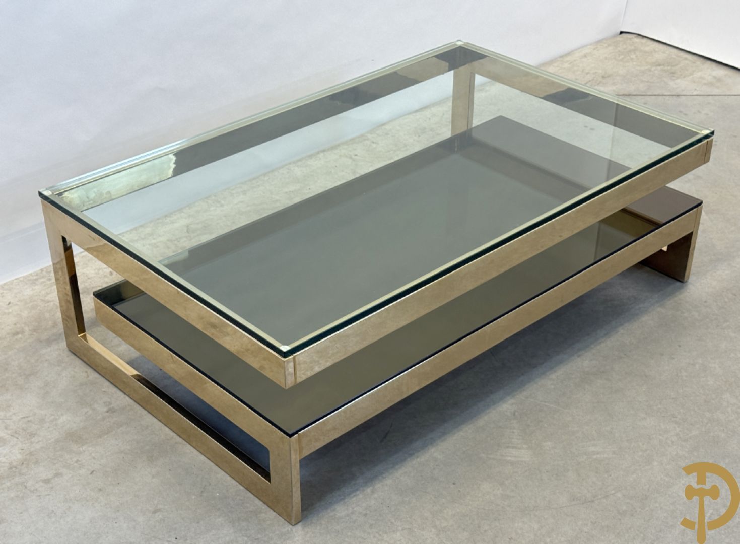 Koperen Belgochrome salontafel, G-form