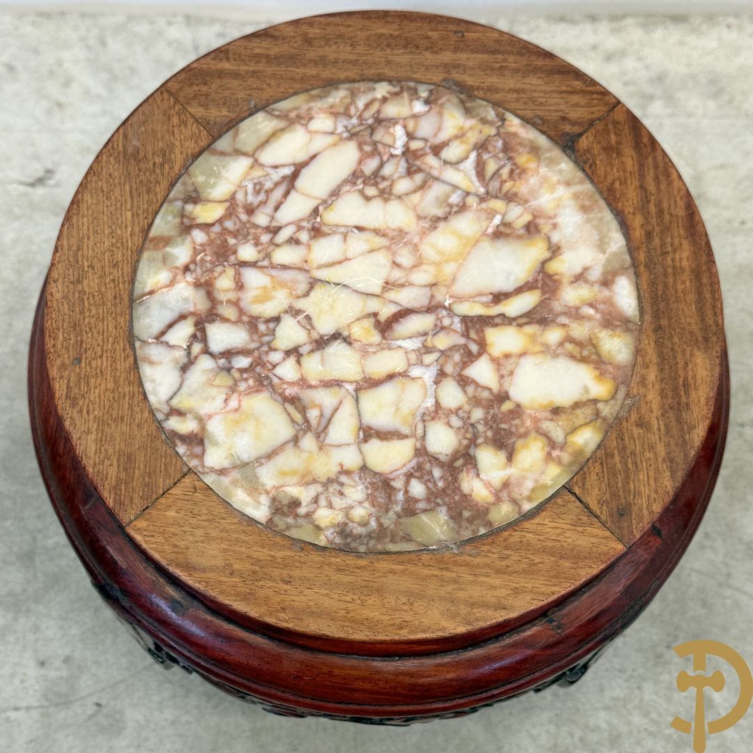 Chinese hardhouten lage sokkel + Chinese hardhouten hoge sokkel op 5 poten + Chinese hardhouten kleine sokkel