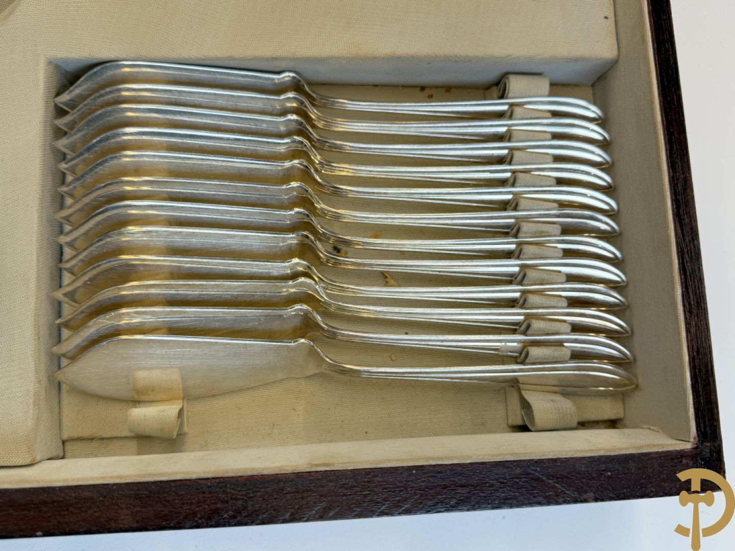 Art deco verzilverd bestek in koffer