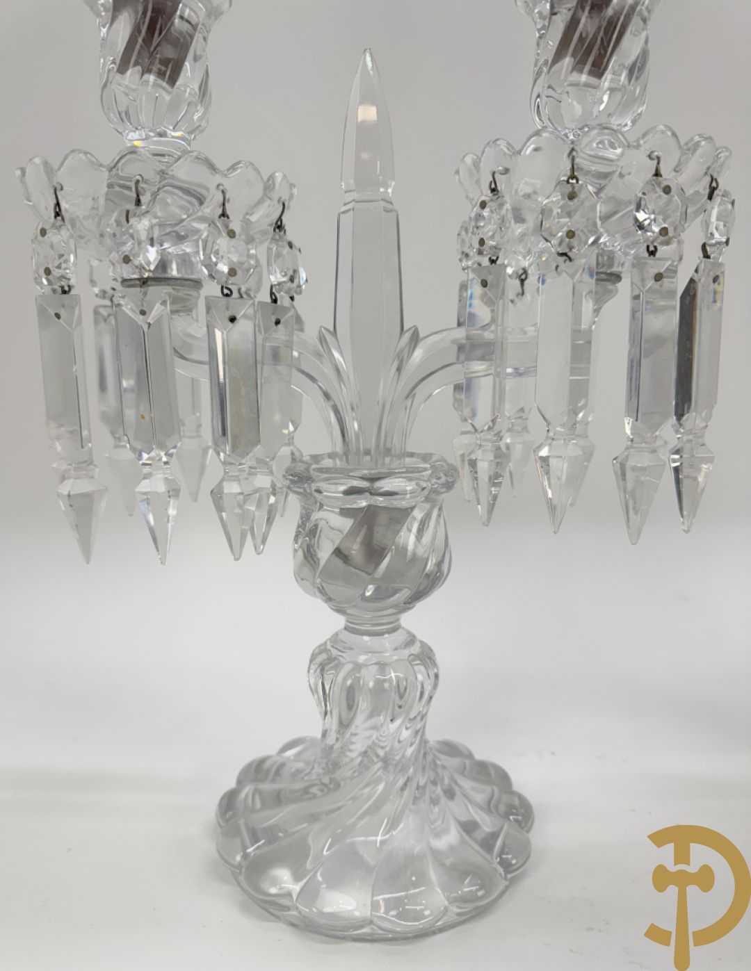 Paar kandelaars in helder kristal, Baccarat