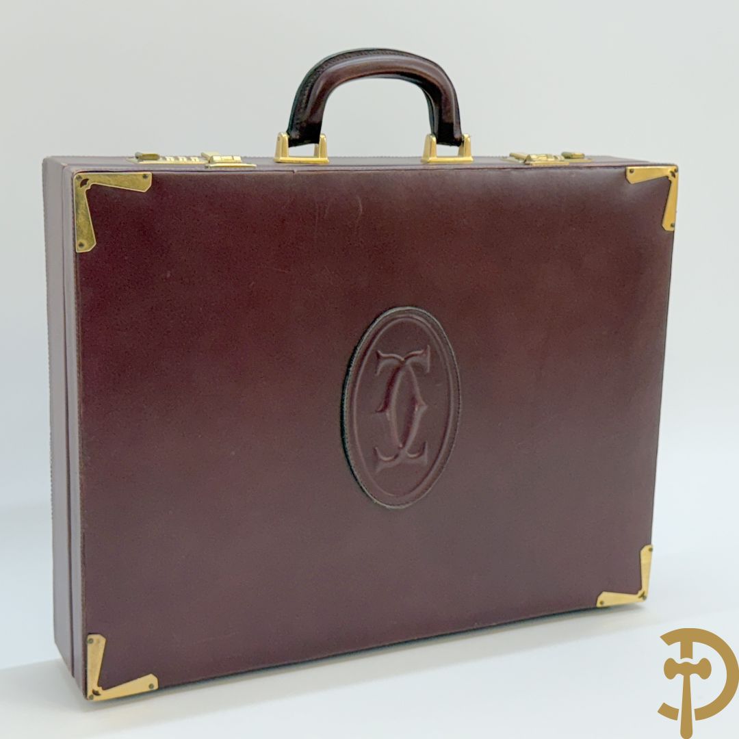Bordeaux lederen aktentas Cartier + handtas Cartier