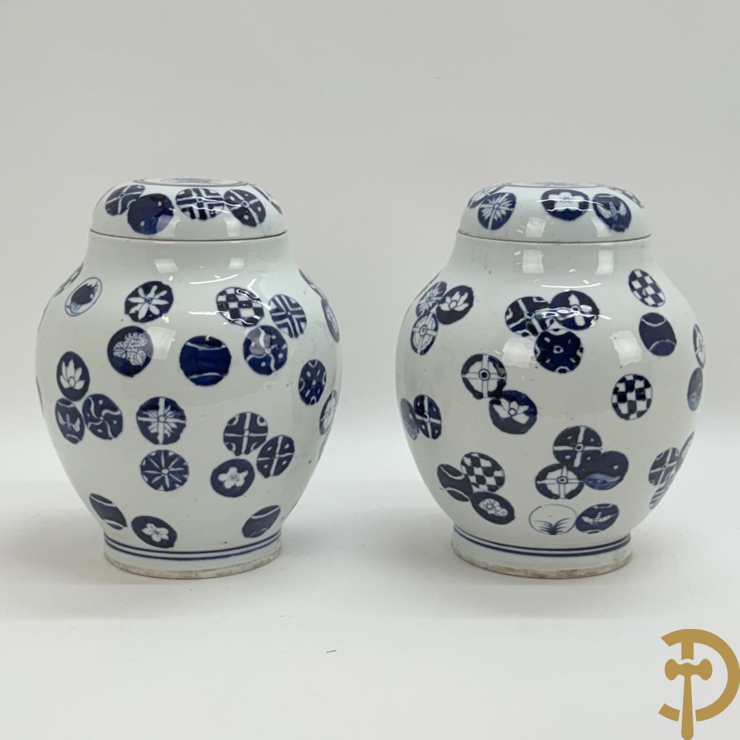 Paar blauw/witte Chinese gemberpotten