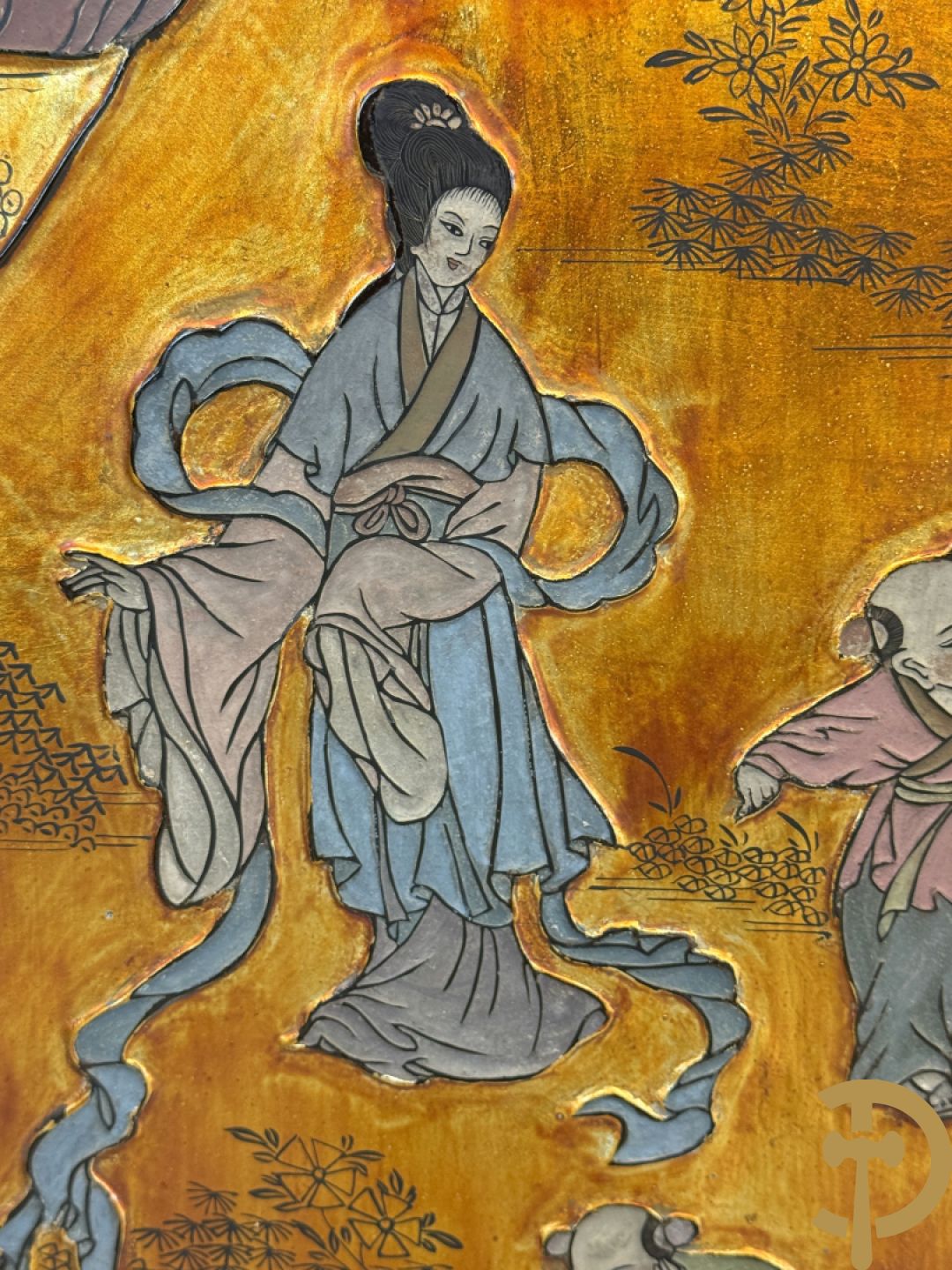 Vierdelige Chinese paravan met landschapsdecor