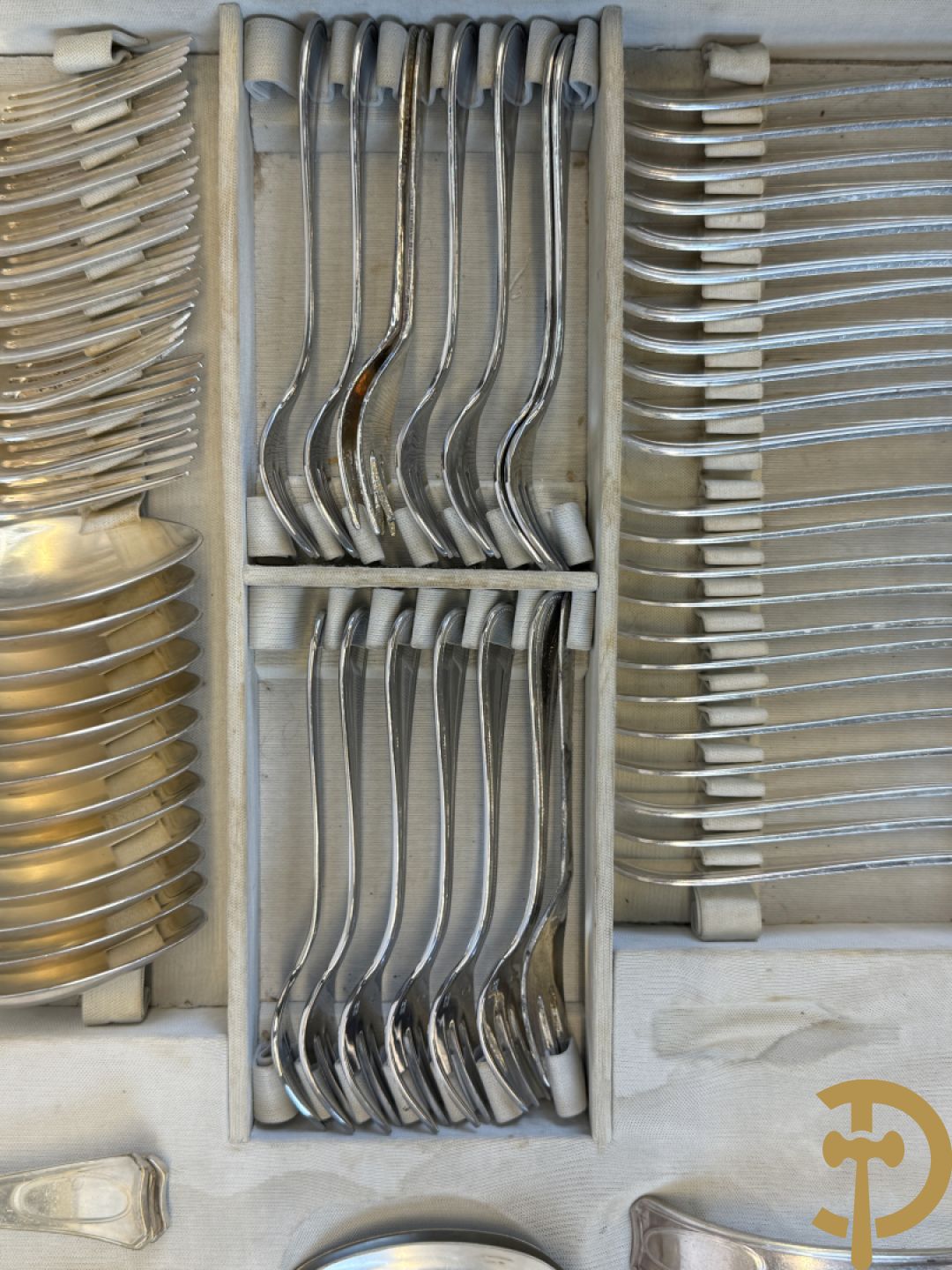 Art deco verzilverd bestek in koffer