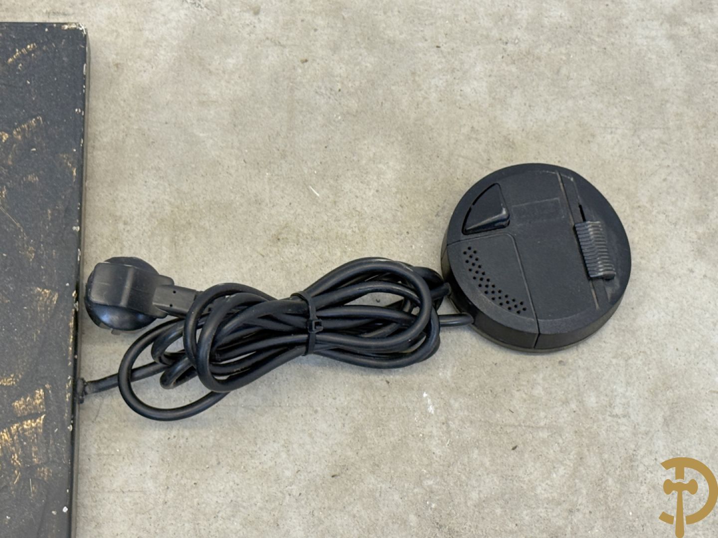 Gepatineerde staande lampadaire met plexi ornament