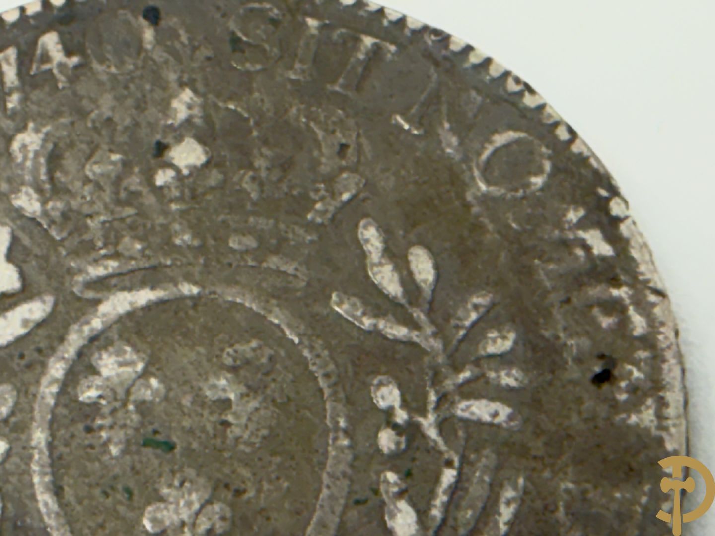 Antieke 18e Franse zilveren munt van Lodewijk XV, gedateerd 1740