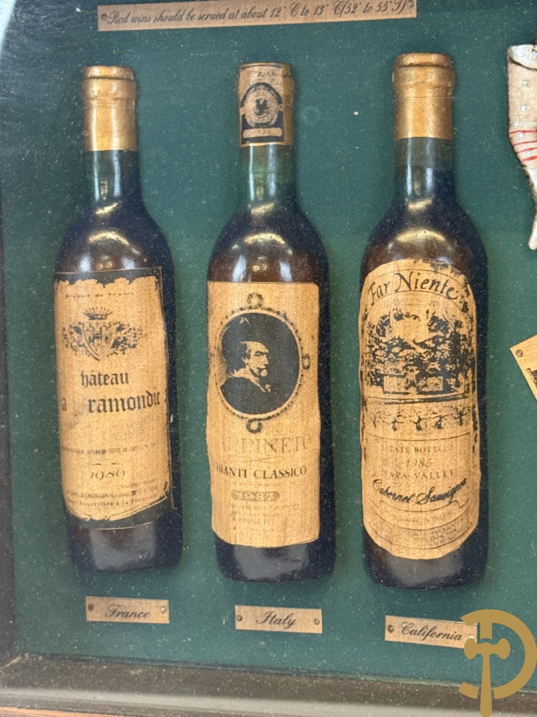 Display Wines of the world, kader met ingelijst decoratieve wijnornamenten