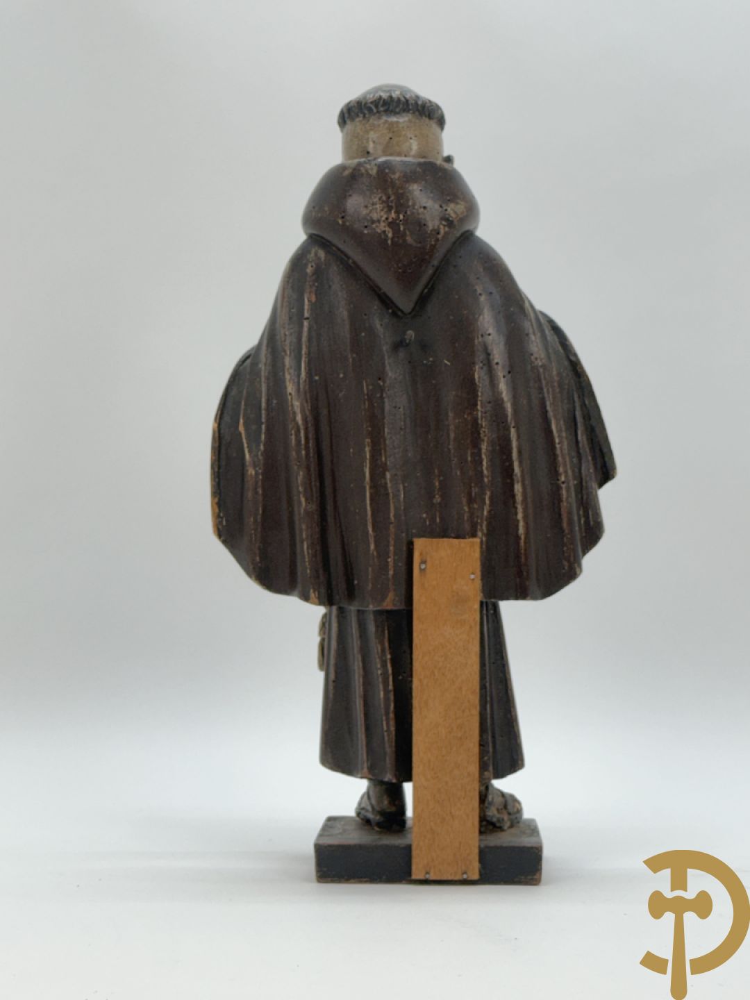 Gepolychromeerde Vlaamse houtsculptuur Sint-Antonius