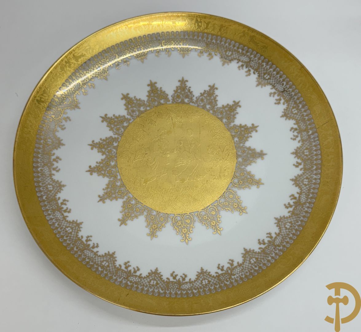 DW Porzellan coupe met schaal (2x), schotel + taartschep met schotel in doos, met verguld decor