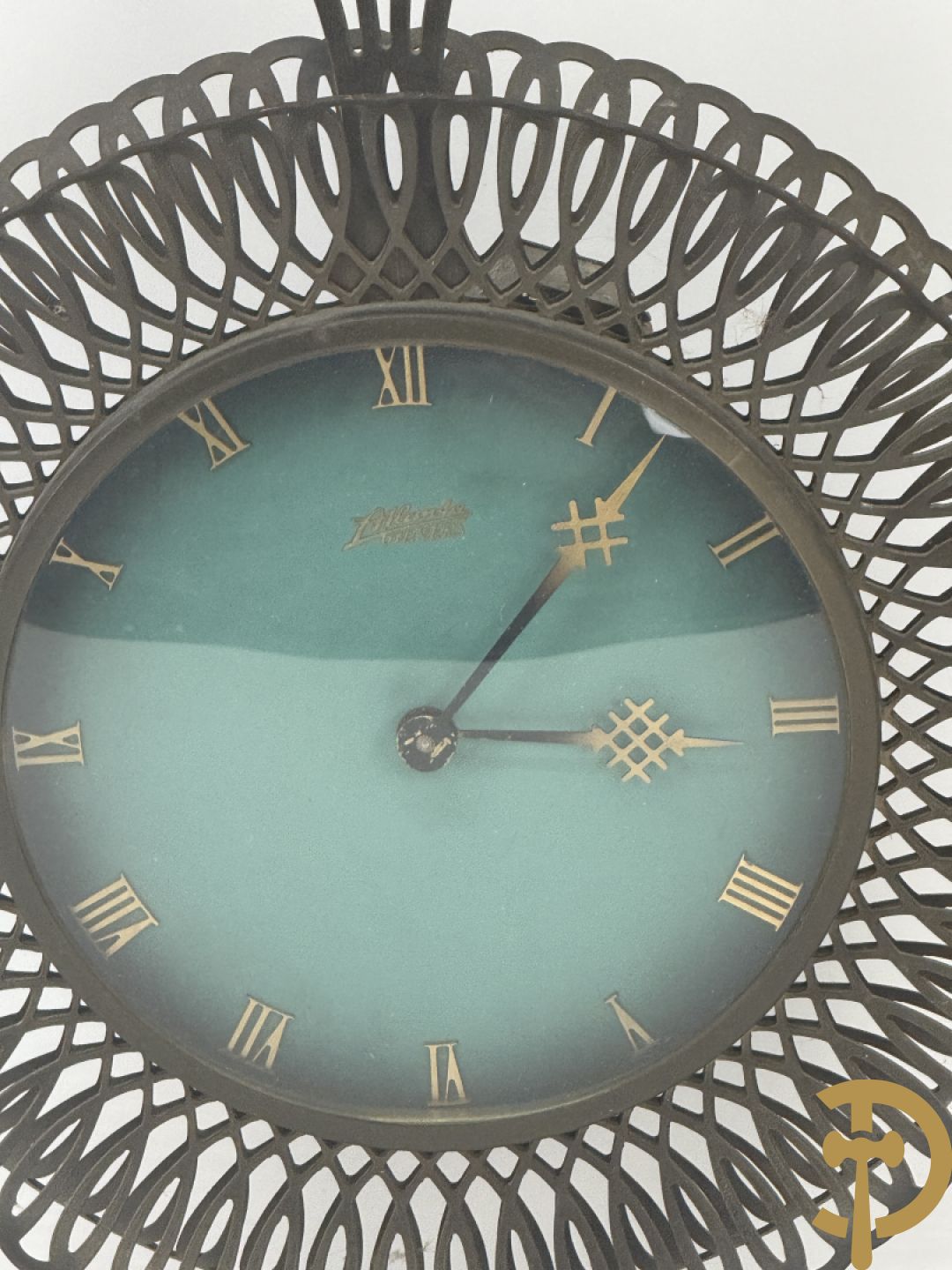 Vintage muurklok met groene fond, Atlanta Univers, jaren 