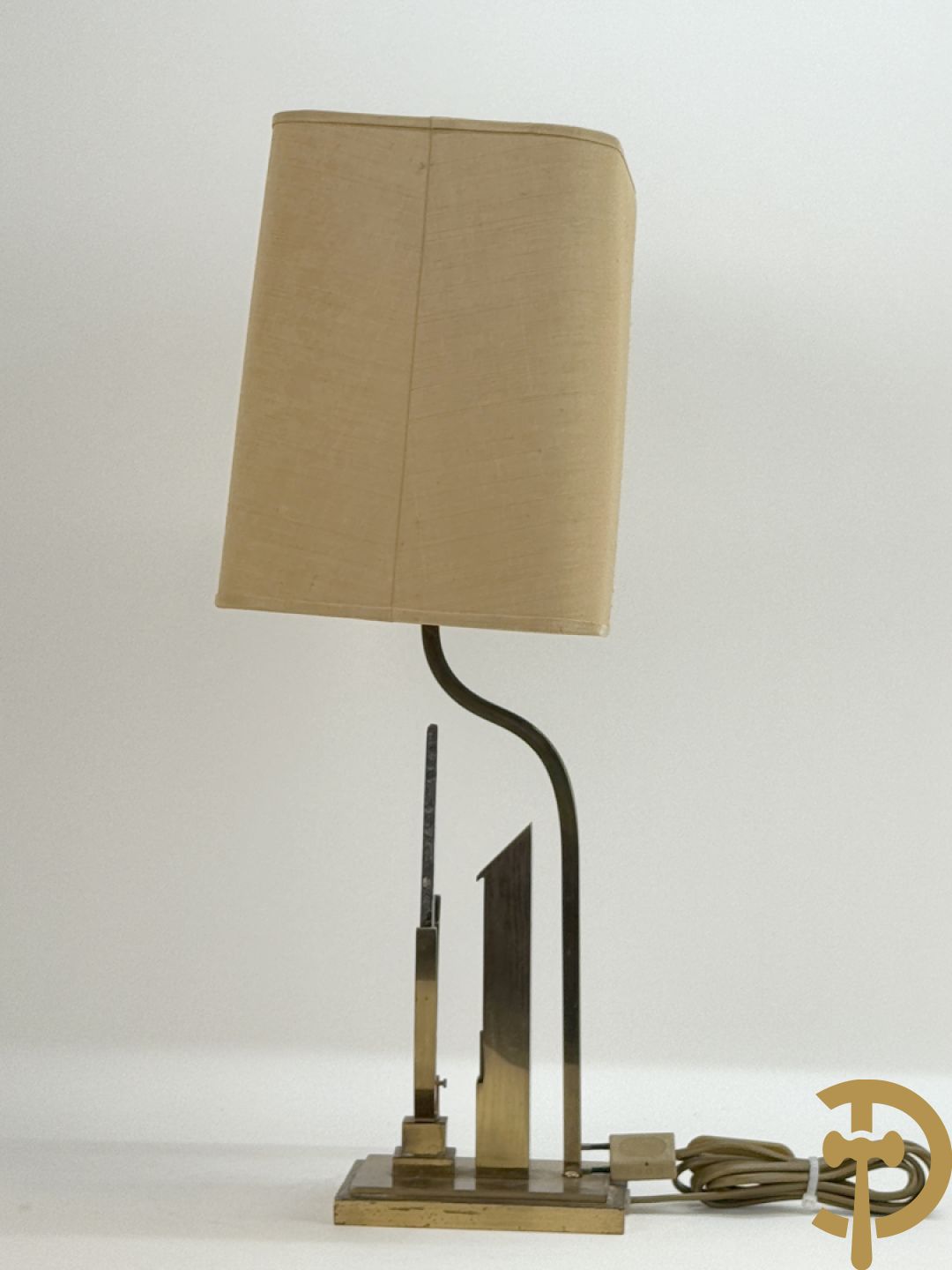 Vintage lampadaire in Hollywood Regency stijl met agaatsteen op koperen basis, gemaakt door J.L.B.