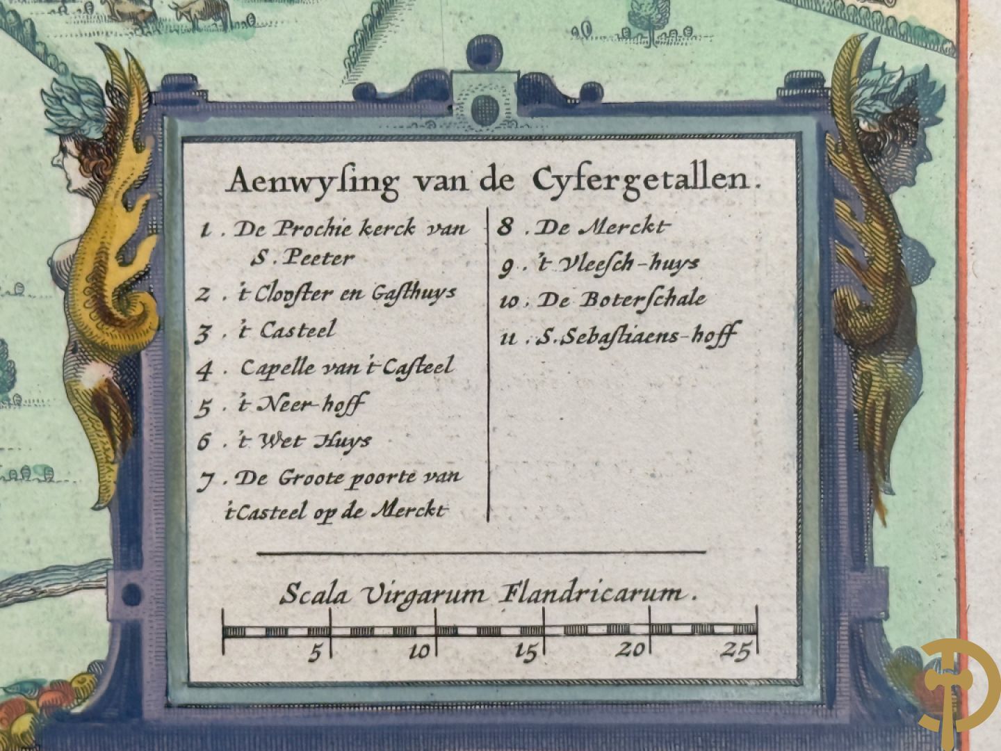 Oud ingekleurde kaart Blaue van Steenvoorde