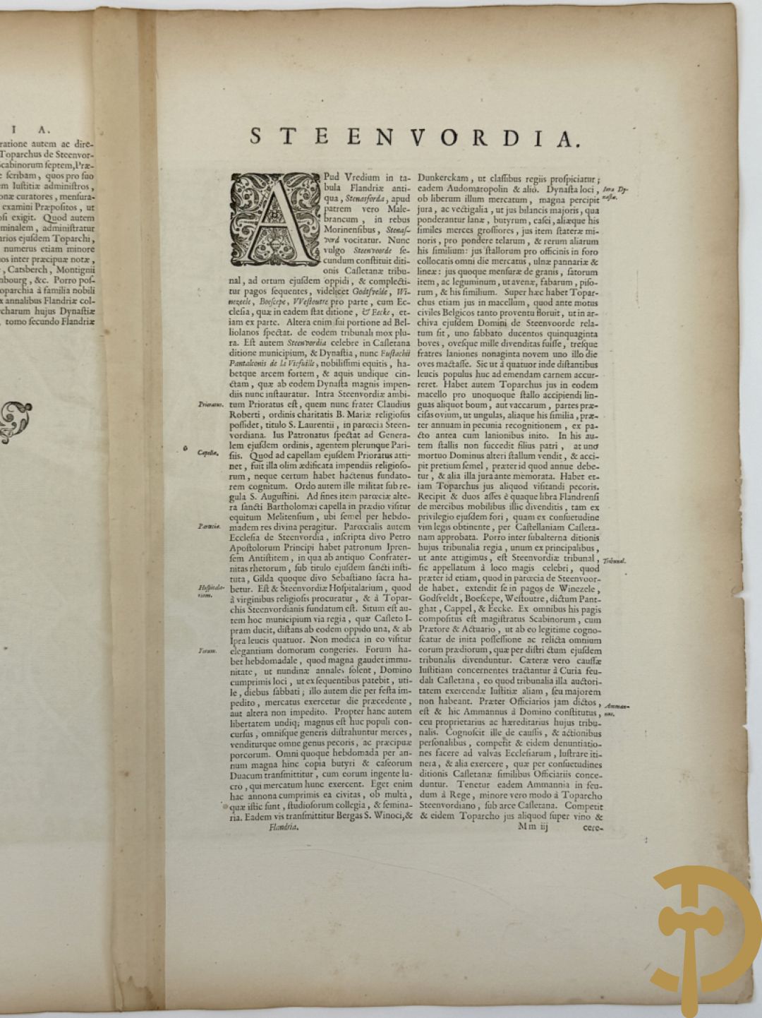 Oud ingekleurde kaart Blaue van Steenvoorde