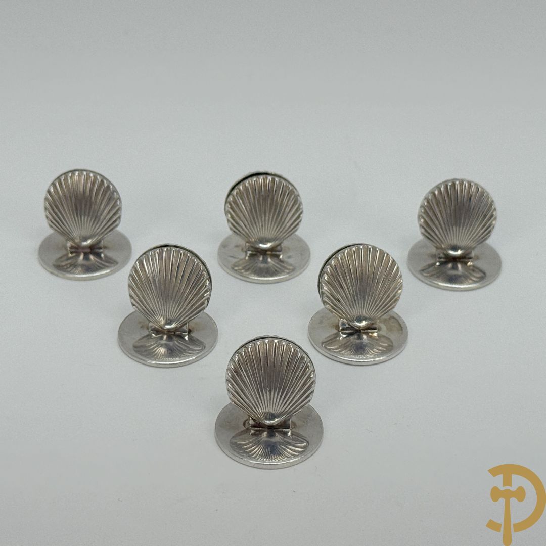 Zes naamhoudertjes in massief zilver, Sterling gemerkt, Tiffany en Co.