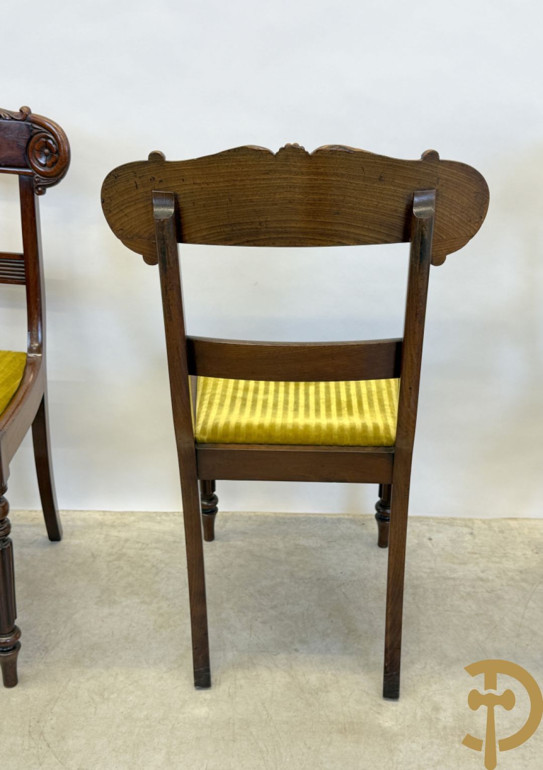 Zes mahoniehouten Charles X stoelen, 19e