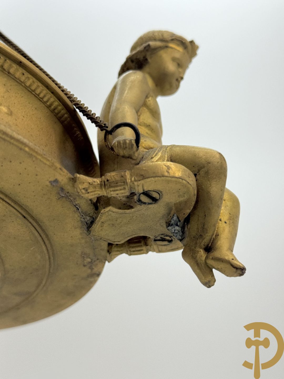 Vuurverguld bronzen hall lantaarntje met zittende cupido