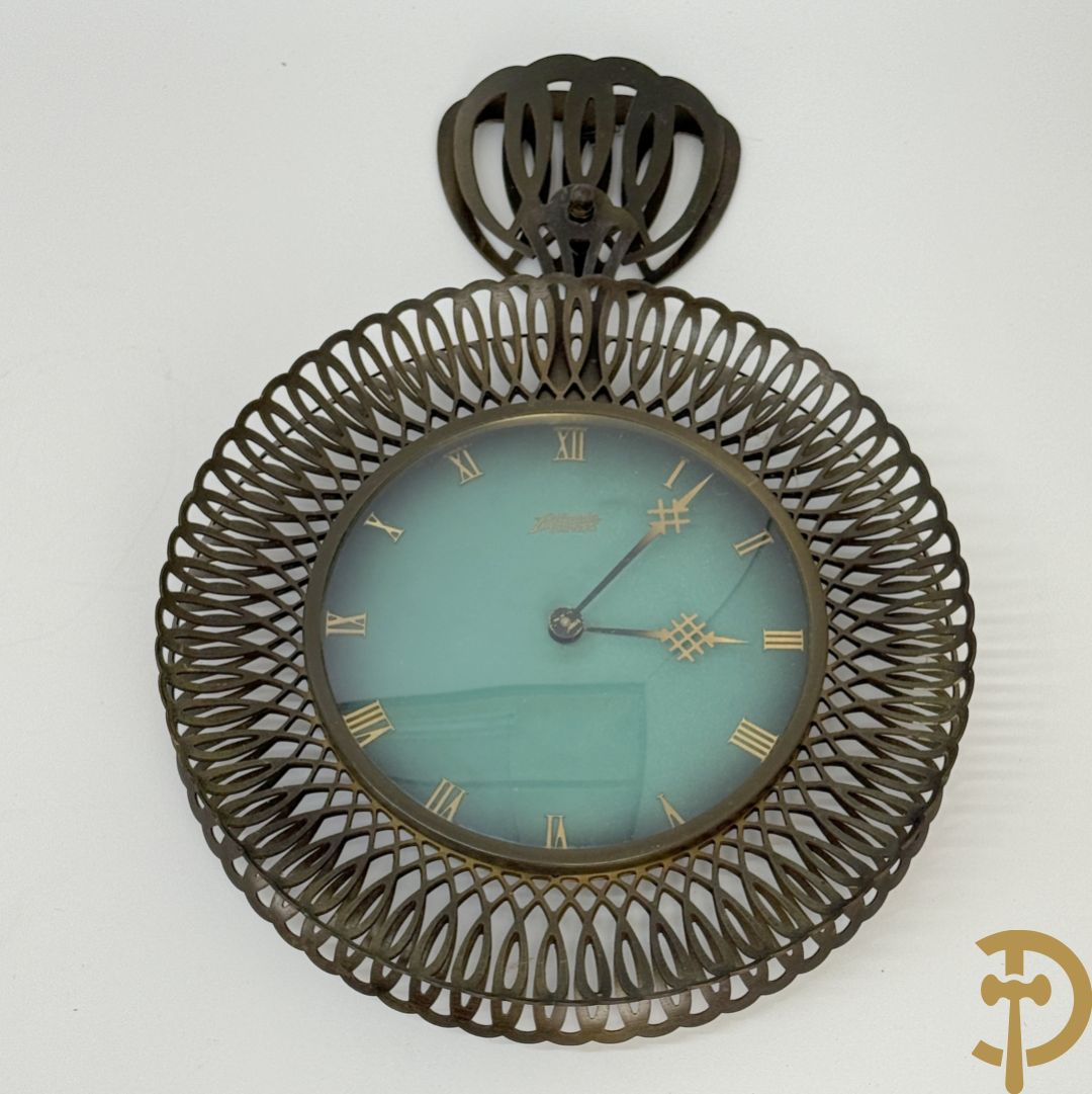 Vintage muurklok met groene fond, Atlanta Univers, jaren 