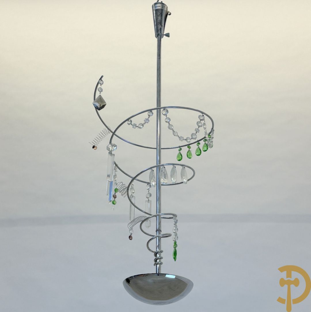 Vintage chromé luchter in spiraalvorm met bellen, Artemide gemerkt Milano Torno