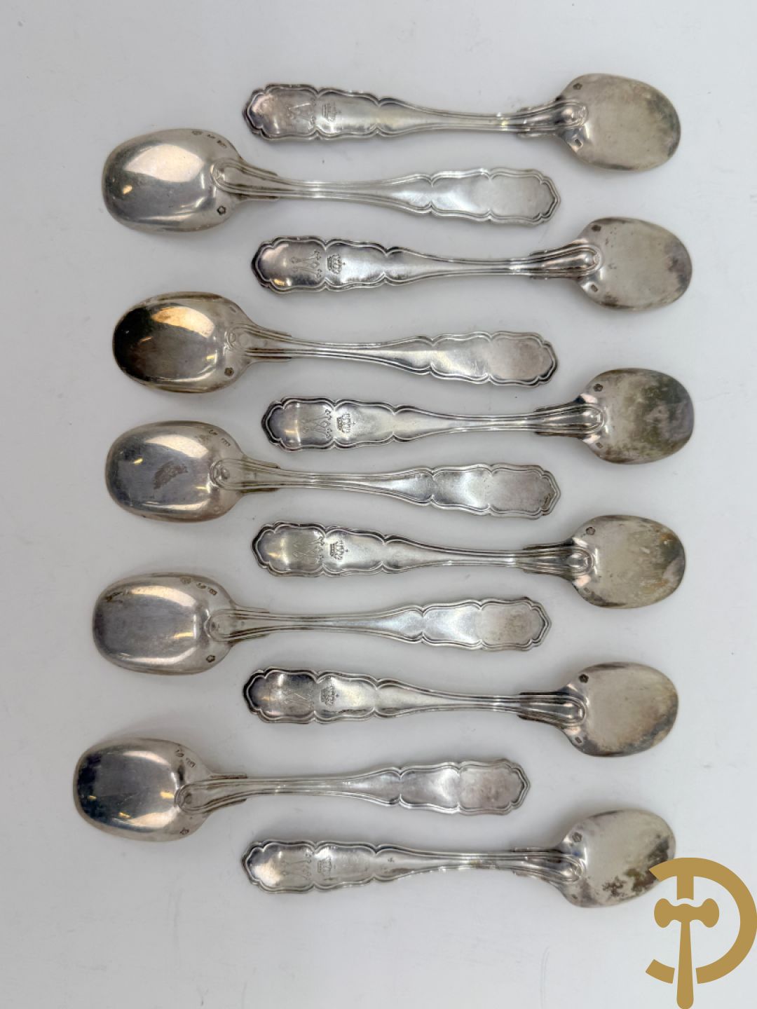 11 massief zilveren ijslepels + 6 koffielepels in massief zilver