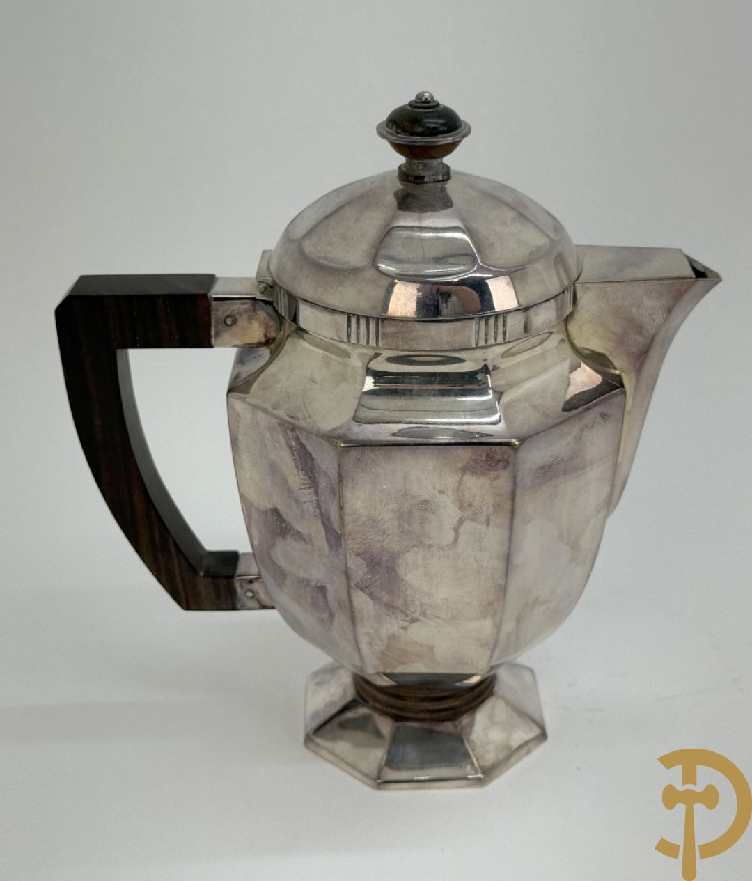 Verzilverd Art Deco koffie-en theestel op onderschaal