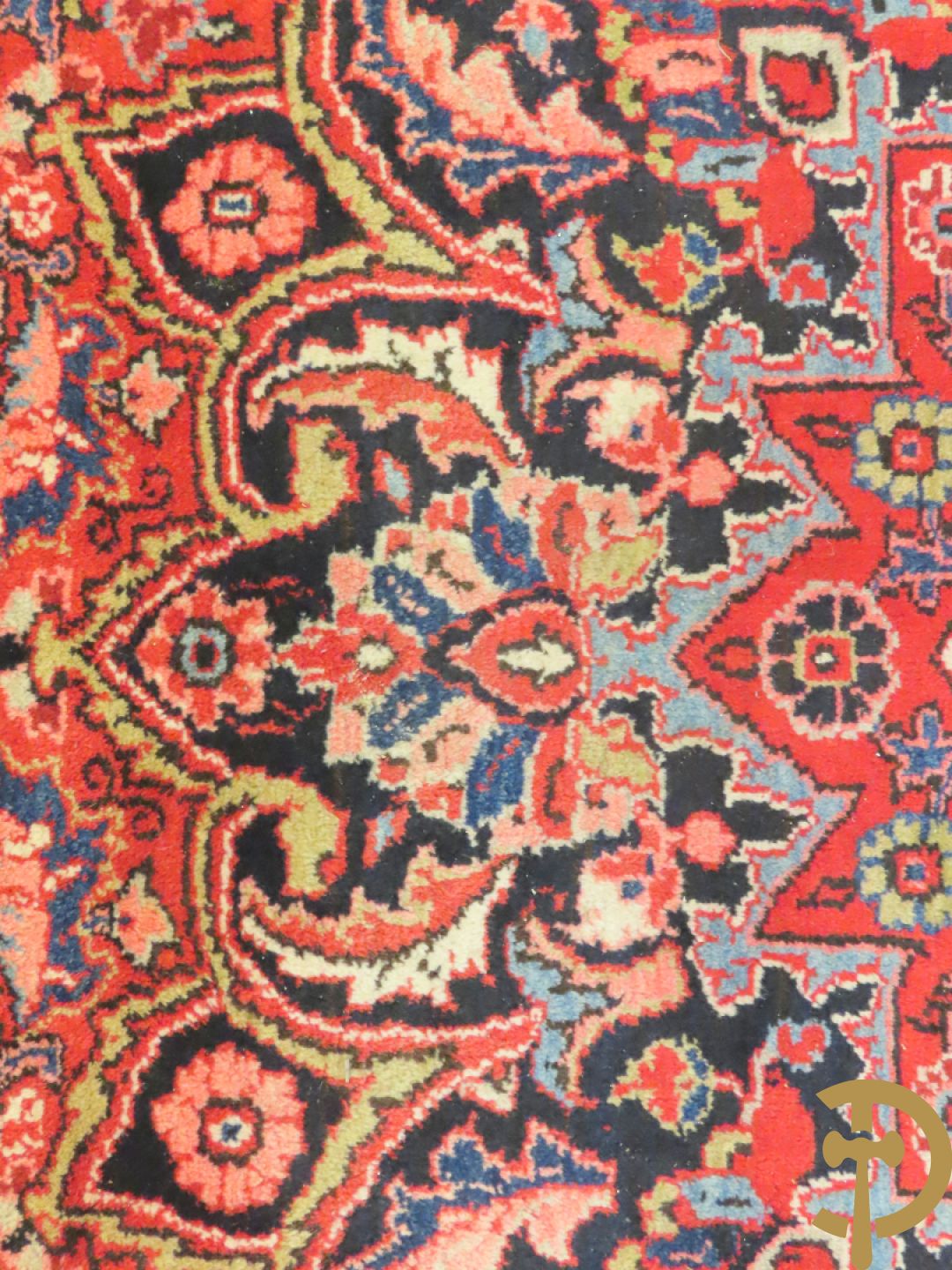 Oosters handgeknoopt tapijt Heriz met bloemenmotieven