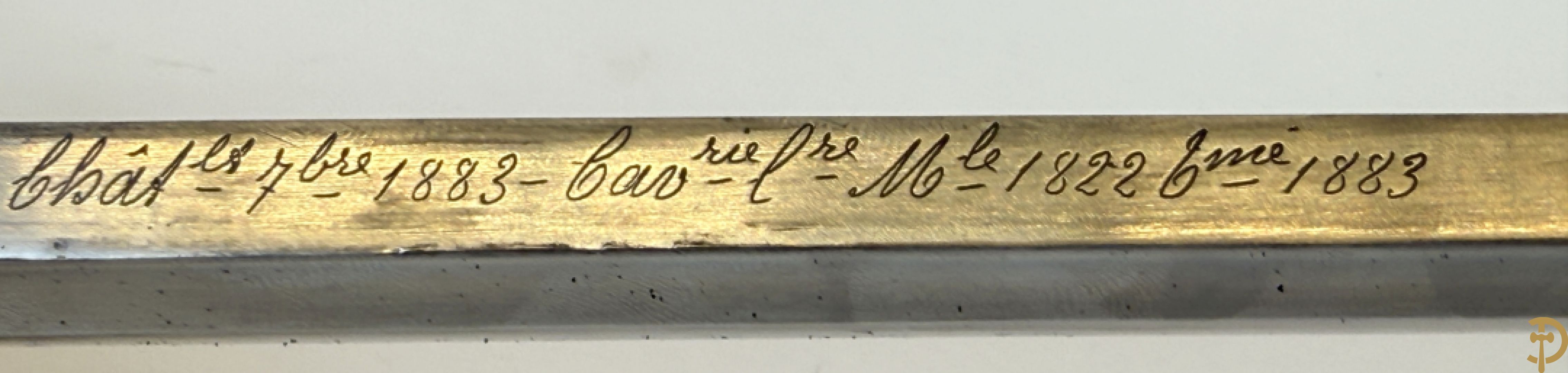 Sabel in schede van de Franse cavallerie, gemerkt op lemmet 1883