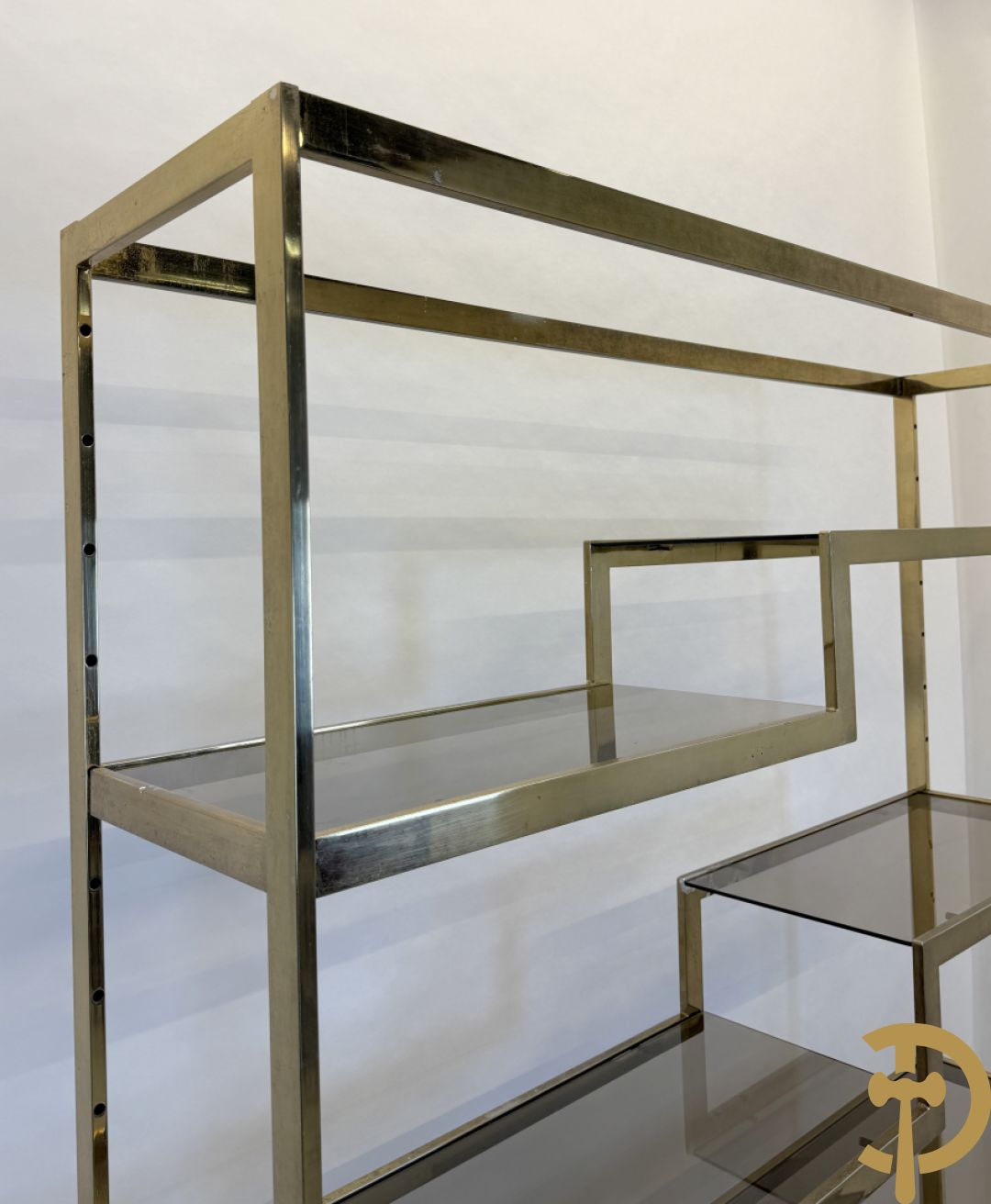 Etagère Belgochrom met fumé glas, jaren 