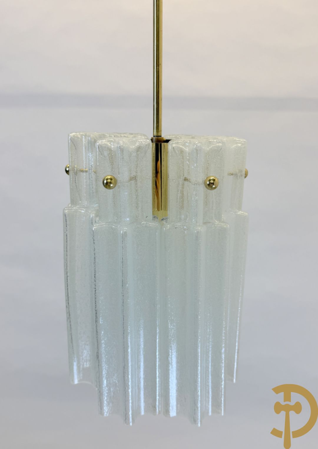 Vintage Murano hall lamp met 6 matglazen hangers