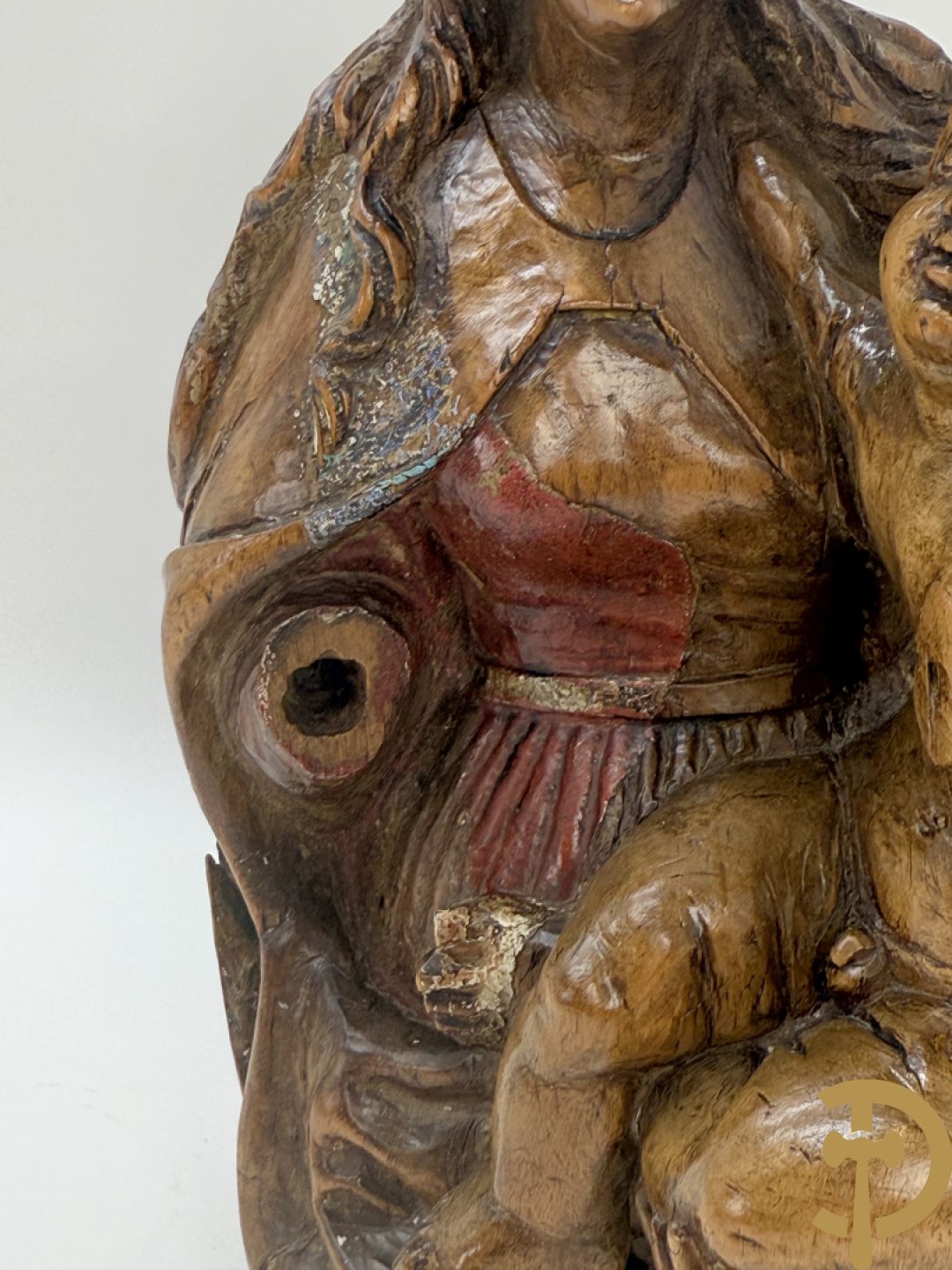 Houtsculptuur Madonna met kind
