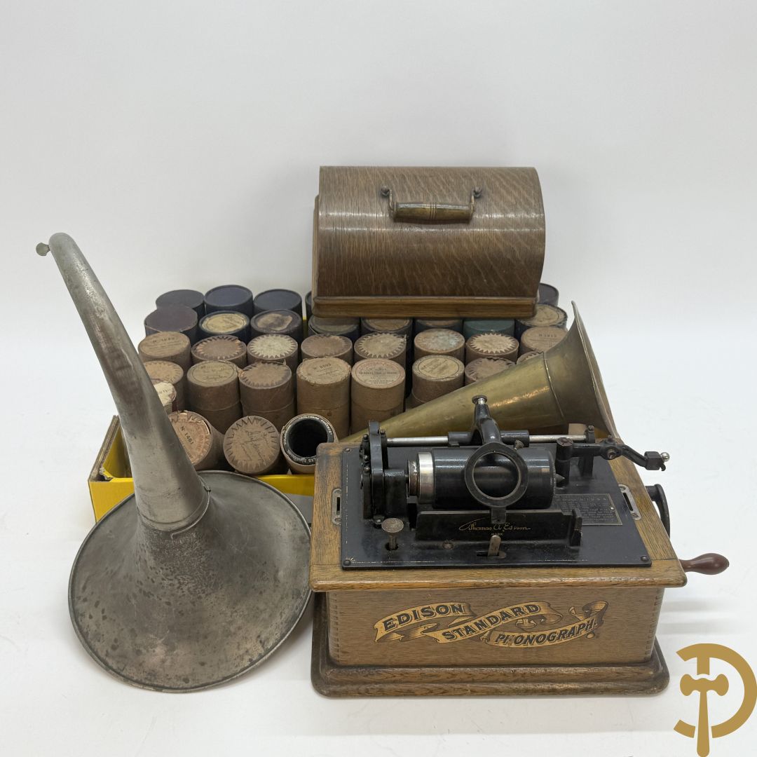 Edison Standard fonograaf met 2 hoorns en rollen (zonder naald)