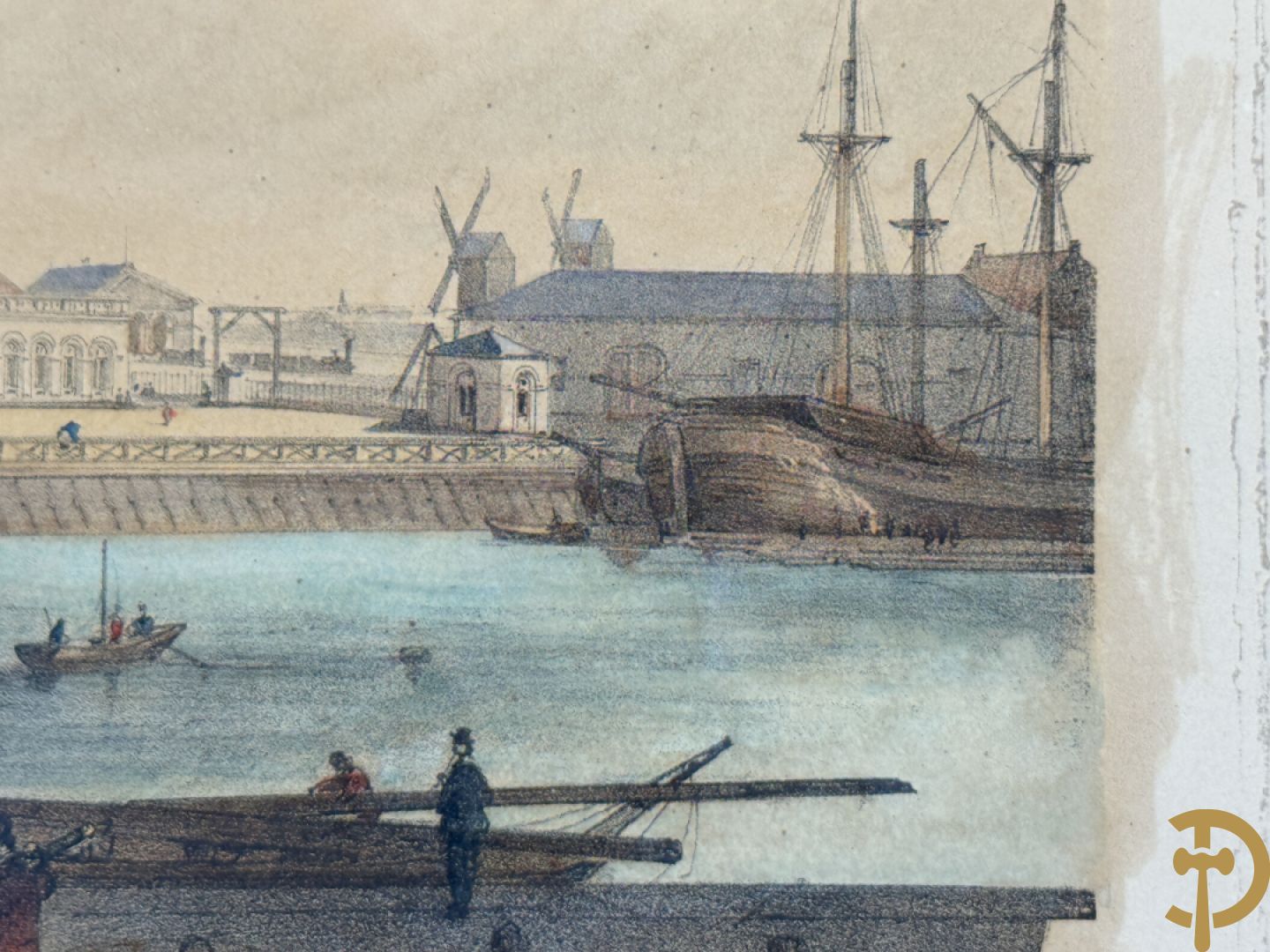 BORREMANS H. (4 stuks) en BUFFA (2 stuks) en CARSE (1 stuk) van - Zeven ingekleurde gravures van Oostende met o.a. Kursaal, vuurtoren, station en pier