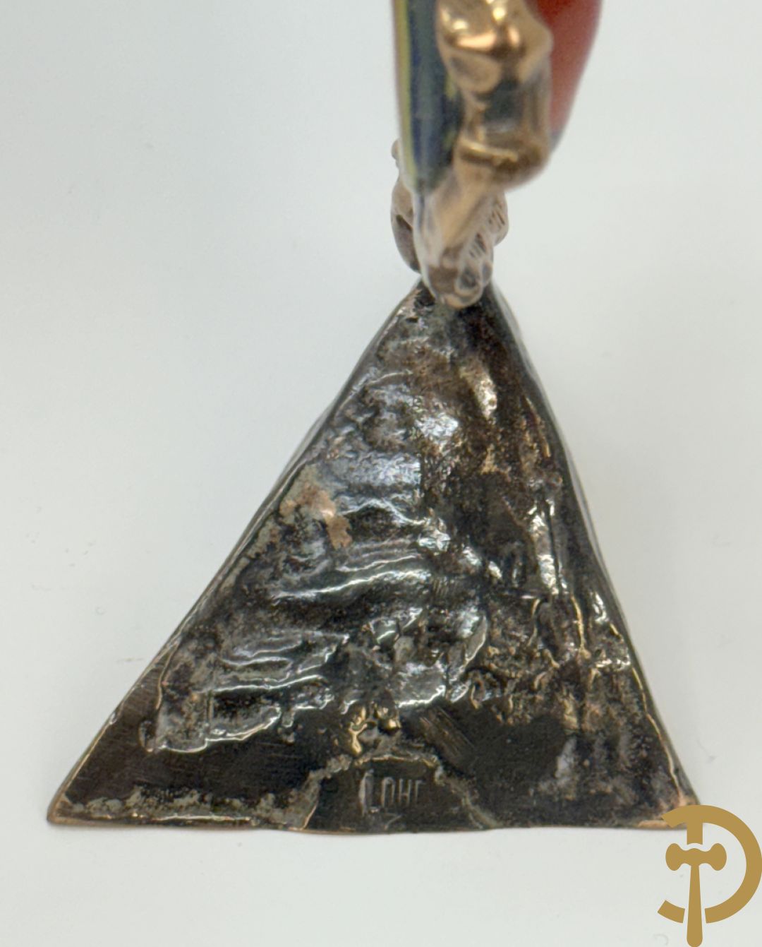 LOHE getekend - Bronssculptuur van vis met glaspasta