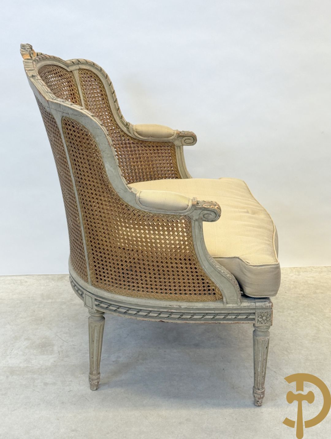 Louis XVI duchesse brisée met dubbele canage, gepatineerd, 19e