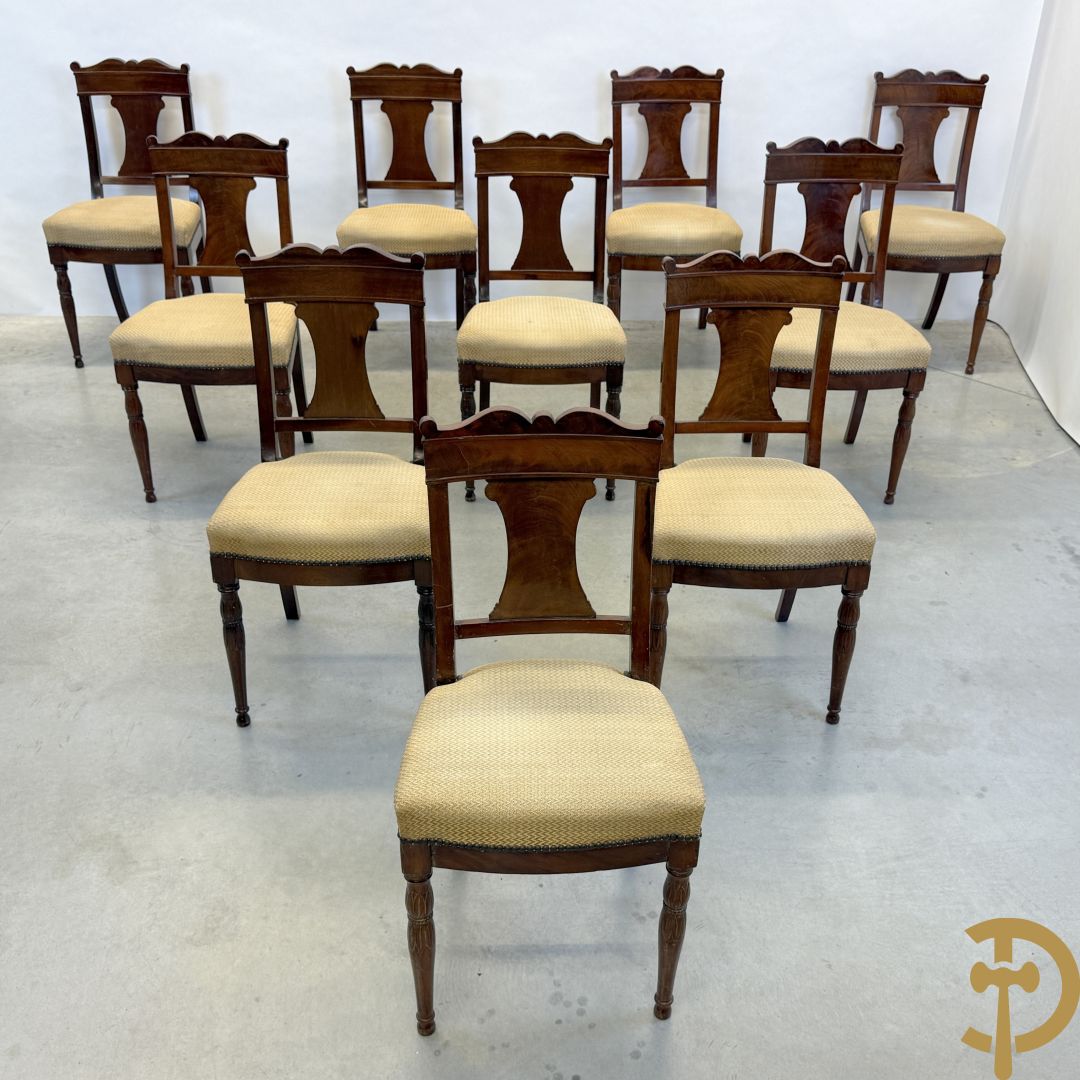 Tien mahoniehouten Charles X stoelen