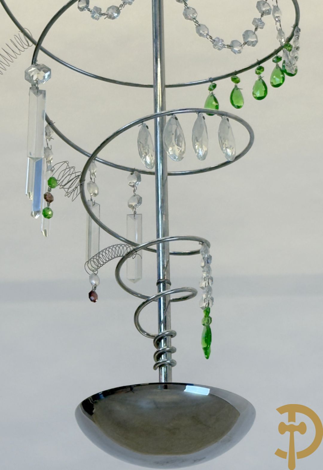Vintage chromé luchter in spiraalvorm met bellen, Artemide gemerkt Milano Torno