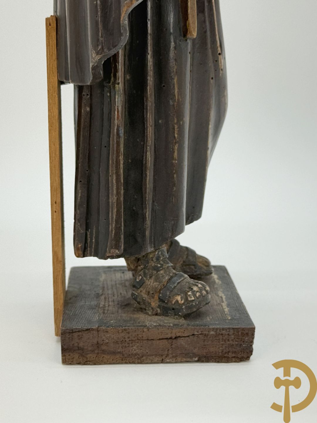 Gepolychromeerde Vlaamse houtsculptuur Sint-Antonius