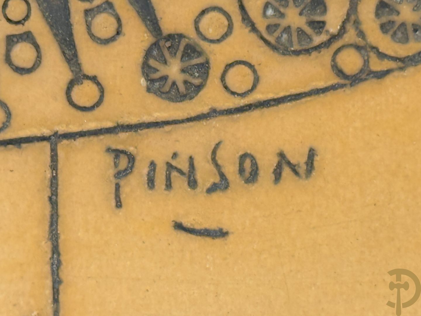 PINSON getekend (Charles-Emile) Paar vintage keramieken tabletten met surrealistisch gestyleerd vogeldecor