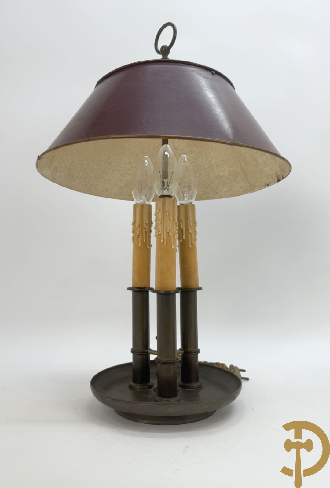 Twee lampes bouillotte in koper met 3 lichtpunten
