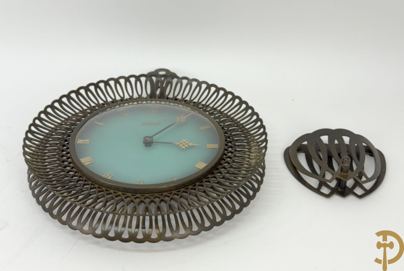 Vintage muurklok met groene fond, Atlanta Univers, jaren 