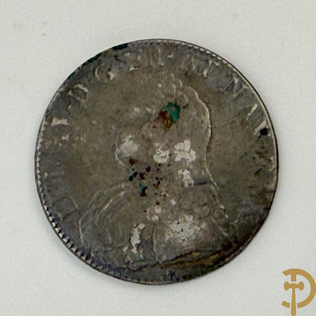 Antieke 18e Franse zilveren munt van Lodewijk XV, gedateerd 1740