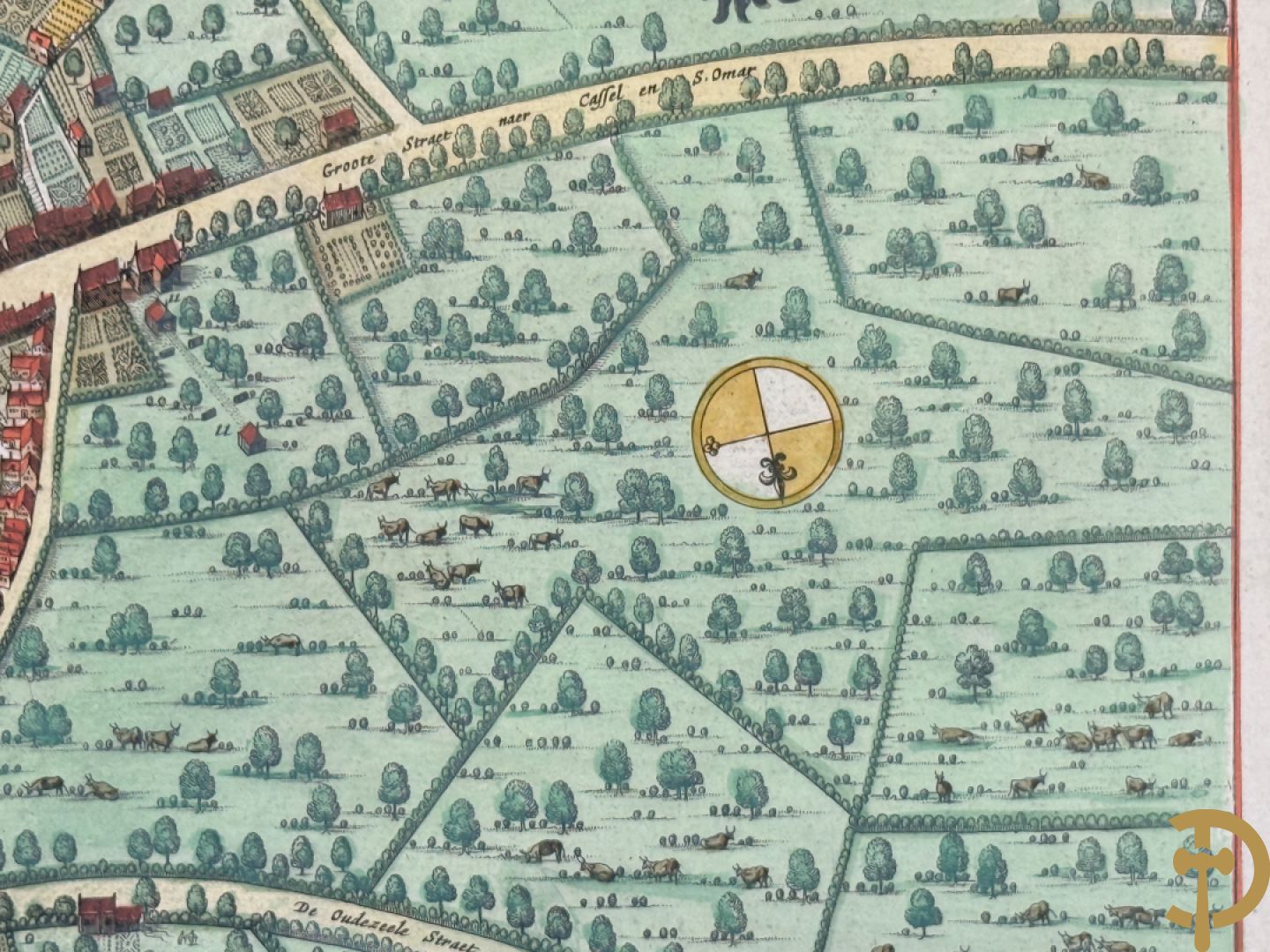 Oud ingekleurde kaart Blaue van Steenvoorde