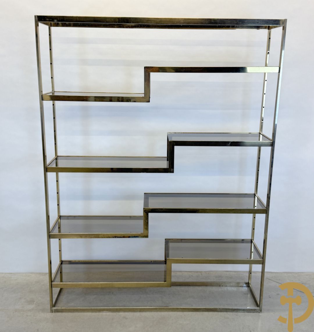 Etagère Belgochrom met fumé glas, jaren 