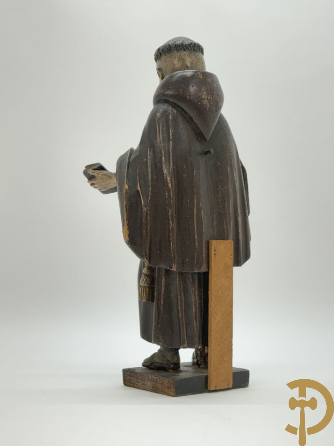 Gepolychromeerde Vlaamse houtsculptuur Sint-Antonius