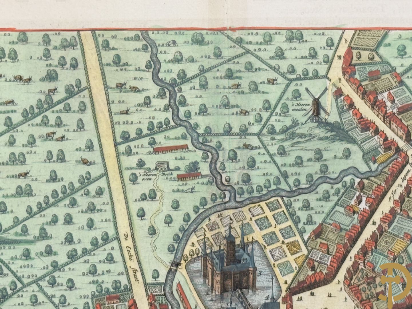 Oud ingekleurde kaart Blaue van Steenvoorde